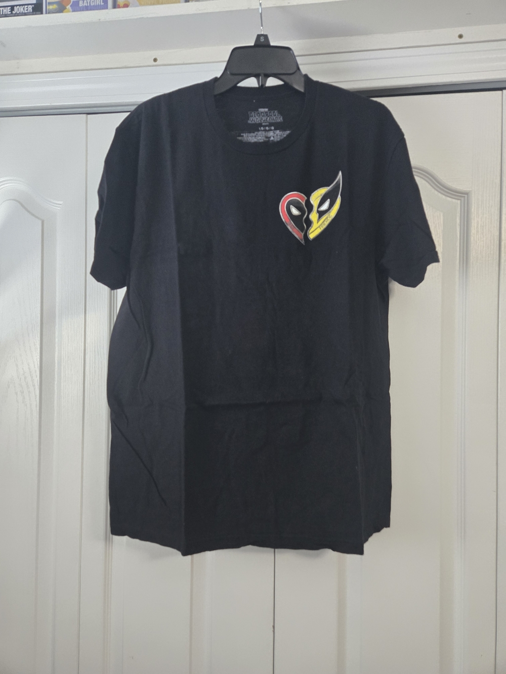 Marvel Black Short Sleeve T‑Shirt with Deadpool And Wolverine Heart Logo
